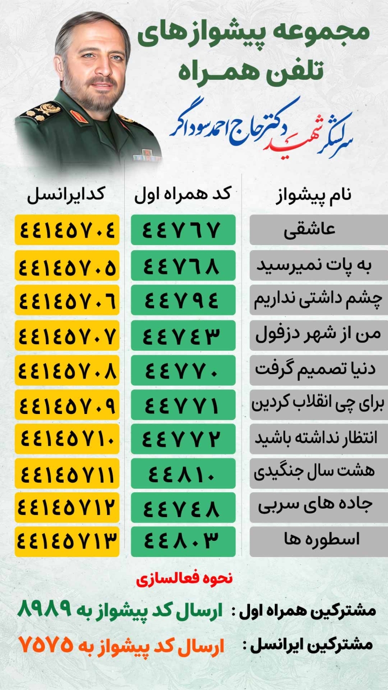 پیشواز تلفن همراه شهید سوداگر